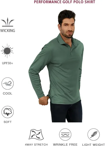 Miniatura 5 de JOYMASAR Camisas de golf para hombre - Polo de manga corta sólido que absorbe la humedad