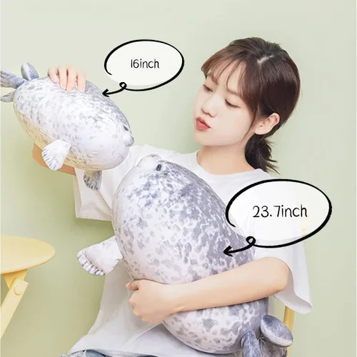 Miniatura 2 de YESGIRL Almohada de foca de peluche de 16 pulgadas, linda y suave: juguete de animal de peluche para niños, almohada para abrazar de foca gordita