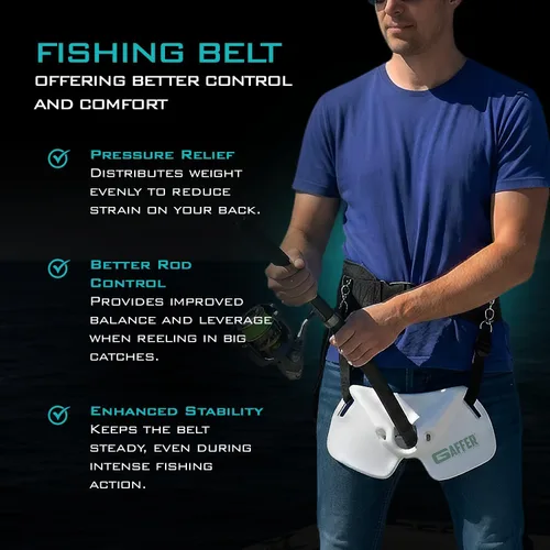 Miniatura 5 de GAFFER SPORTFISHING Cinturón de pesca de cuerpo ancho - cardanes ABS con pasador de bloqueo de acero inoxidable, acolchado de espuma EVA Negro - 28