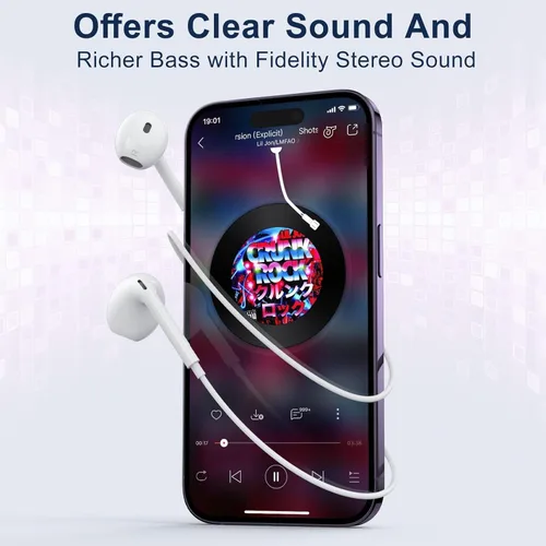 Miniatura 6 de Paquete de 2 auriculares con cable para iPhone, auriculares con cable, micrófono integrado y control de volumen compatibles con iPhone