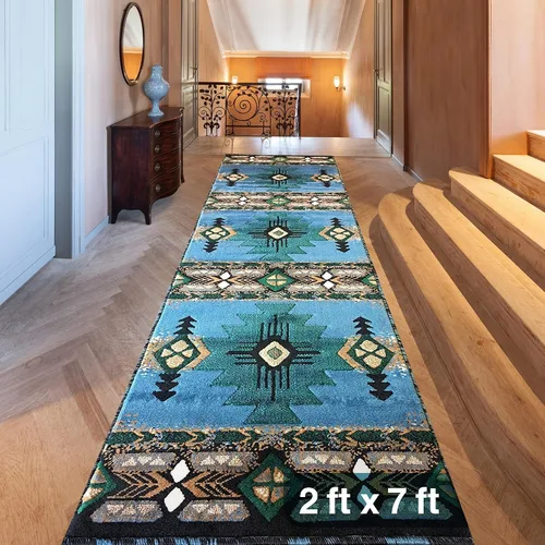 Miniatura 99 de YHSF South West - alfombra estilo nativo americano del suroeste C318 - fácil de limpiar, gruesa, suave, duradera, alfombra inspirada en tribus