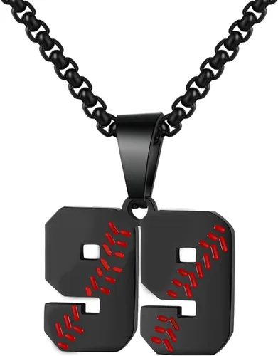 Collar de béisbol de la suerte para niño, con número de camiseta del 00 al 99, cadena de acero inoxidable con dije de béisbol, regalo para hombre