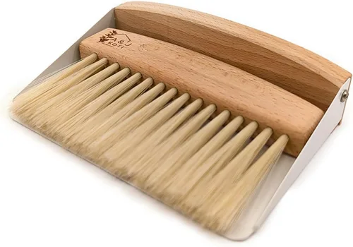 Miniatura 2 de A&J Koti - Barredora de migas de mesa, pequeño juego combinado de recogedor de metal y cepillo de mano, migas de madera para servidores