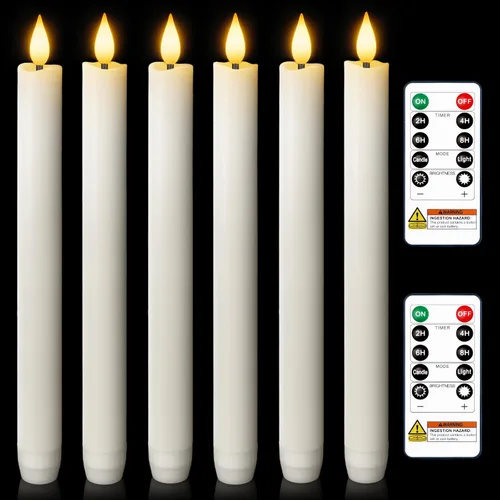 Miniatura 17 de Homemory 6 velas cónicas cerosas sin llama con control remoto, velas parpadeantes que funcionan con pilas, velas falsas LED altas para el hogar