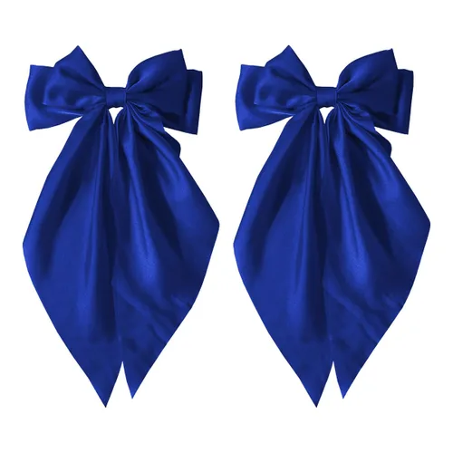 Miniatura 10 de TULOBI Lazos grandes negros para el cabello, 2 unidades, lazo de satén suave, clip para el cabello con clip de metal, accesorio para el cabello