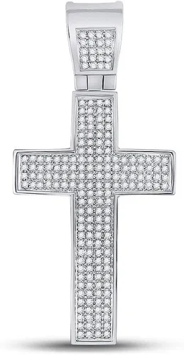 Miniatura 4 de Diamond2Deal Colgante de plata de ley para hombre con cruz romana de diamante redondo de 12 qttw, color G-H, claridad I3, Metal Gema, diamante blanco