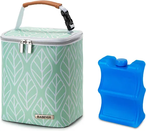 Bolsa enfriadora de leche materna con bolsa de hielo para 4 biberones de hasta 9 onzas, bolsa para biberones para madres lactantes, color verde