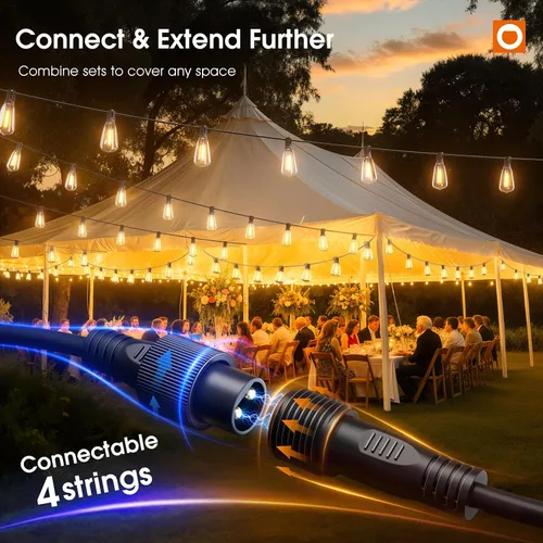 Miniatura 7 de addlon Tira de luces para exteriores de 196 pies para exteriores con control de aplicación, luces impermeables para patio con bombillas LED Edison