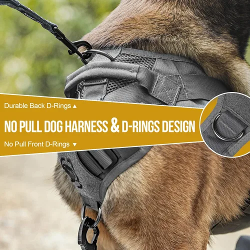 Miniatura 3 de OneTigris Arnés táctico para perros pequeños, arnés de perro pequeño sin tirones con asas, chaleco transpirable con sistema Molle para perros