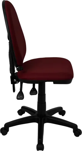 Miniatura 4 de Flash Furniture Silla de oficina ergonómica giratoria multifunción de tela burdeos con soporte lumbar ajustable Borgoña