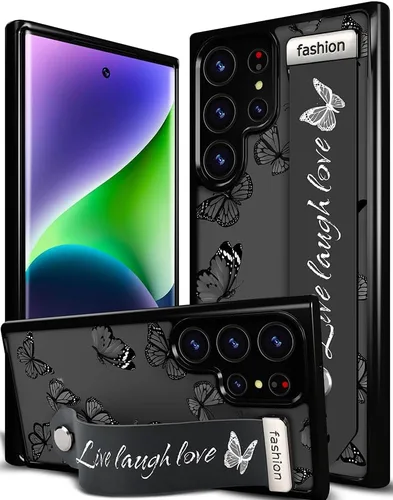 Miniatura 149 de Compatible para Samsung Galaxy S23 Funda Bonita con Correa Soporte Dedo Kickstand, Fundas de Silicona Geniales de Diseñador Funda Cover - Mariposa