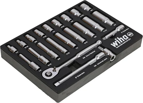Miniatura 3 de Wiha 33796 Juego de bandejas de 22 piezas de 3/8 pulgadas profesional estándar y profundo - SAE