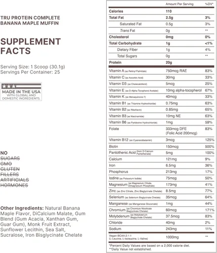 Miniatura 5 de TRU Supplements Proteína en polvo a base de plantas, BCAA, EAA, 0.71 onzas de arroz integral vegano y proteína de guisante, 100 calorías, 27