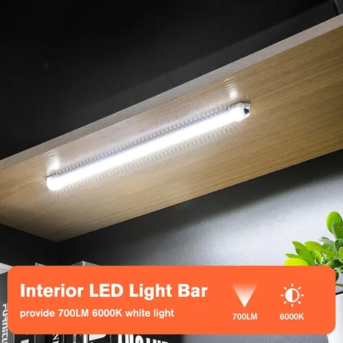 Miniatura 6 de Barra de luz interior LED de 12V, tira de luz LED DC 12V con interruptor para automóvil, remolque, camión, furgoneta, caravana, barco, armario, luz