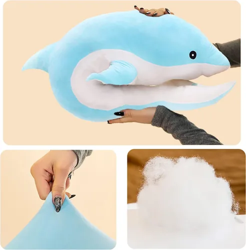 Miniatura 5 de Somao Animales de Peluche Delfín Almohada de Peluche Súper Suave Juguetes de Peluche de Animales Marinos Muñecas para Niños y Niñas Cojín para Azul