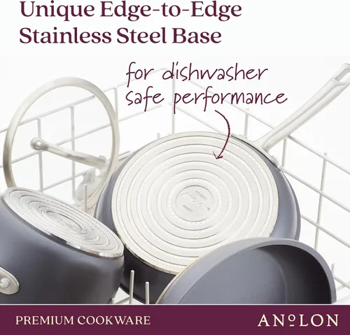 Miniatura 8 de Anolon Accolade - Sartén/Sartén de aluminio forjado anodizado duro antiadherente, 8.0 pulgadas, gris lunar
