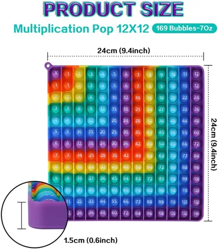 Miniatura 2 de Mesa de multiplicación digital P0PP de 12 x 12, juguete de matemáticas arcoíris hoyuelo, juego de matemáticas
