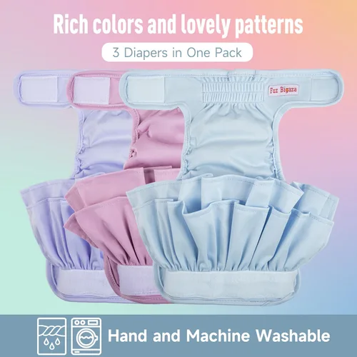 Miniatura 3 de Pañales para perras (3 unidades), pañales lavables y reutilizables para perritos, bragas para perrito, cachorros, entrenamiento para ir al baño