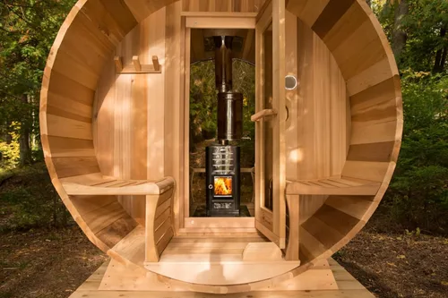 Miniatura 7 de Smartmak Sauna de vapor de barril al aire libre personalizada, 2-10 personas de cicuta canadiense/cedro rojo tradicional sala de sauna de madera