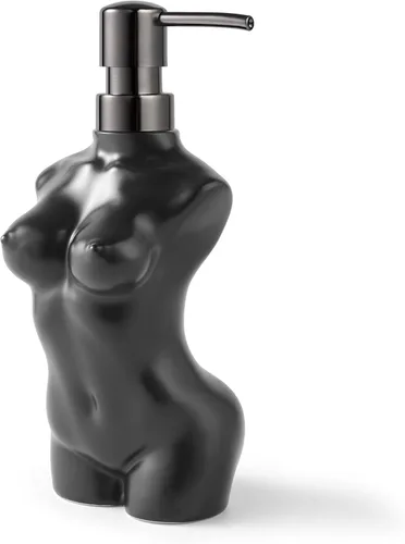Miniatura 5 de Dispensador de jabón de cerámica, dispensador de líquido de loción de manos, recargable para decoración de cocina y baño (negro)