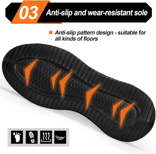 Miniatura 4 de LAoutun Steel Toe Shoes for Men Women Work Shoes Safety Sneakers Shoes Comfortable Lightweight Puncture Proof Slip on Indestructible Work Shoes