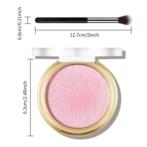 Miniatura 7 de Paleta de Polvo de Iluminador Rosa Horneado, Paleta de Polvo de Iluminador de Maquillaje Acabado Sutil y Brillante Iluminadores Faciales