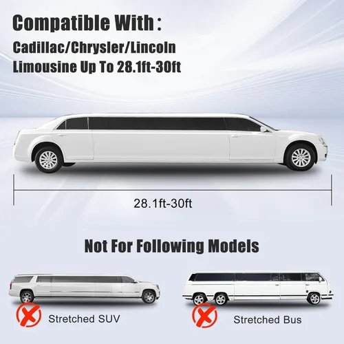 Miniatura 2 de Cubierta de coche impermeable actualizada compatible con Cadillac Lincoln Chrysler Limusina de 28-30 pies, cubiertas de coche negras para todo tipo