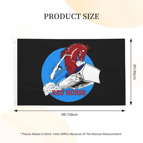 Miniatura 3 de Bandera de la Fuerza Aérea Usaf Red Horse de 3 x 5 pies de doble cara para decoración de interiores con 2 ojales
