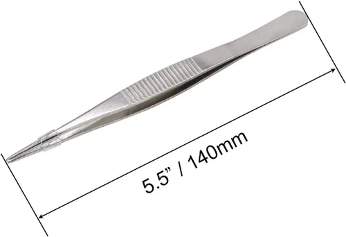 Miniatura 2 de Pinzas de acero inoxidable de 5-1/2 pulgadas con punta dentada recta, pinzas multiusos para reparación de manualidades, paquete de 2