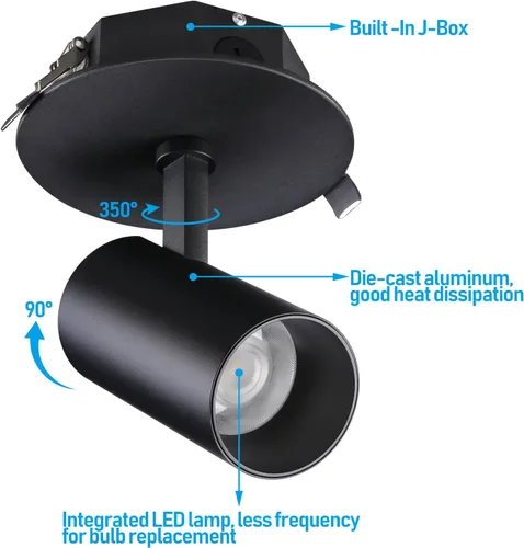 Miniatura 4 de LEONLITE Foco de techo LED regulable de 5 colores con caja de conexiones incluida, foco ajustable CRI90, luces LED direccionales IP65