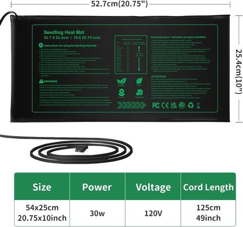 Miniatura 2 de NAMOTEK Tapete térmico para plantas de semillero, 10 x 20.75 pulgadas, impermeable, almohadilla térmica hidropónica cálida para interiores, hogar