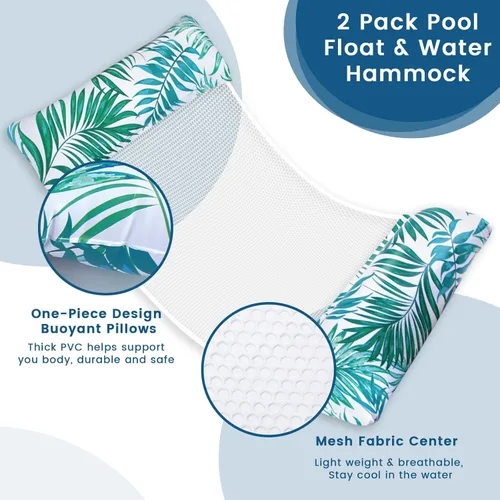 Miniatura 3 de Flotadores de piscina para adultos, paquete de 2 flotadores inflables para piscina, 4 en 1, balsas multiusos tumbona hamaca de agua para piscina