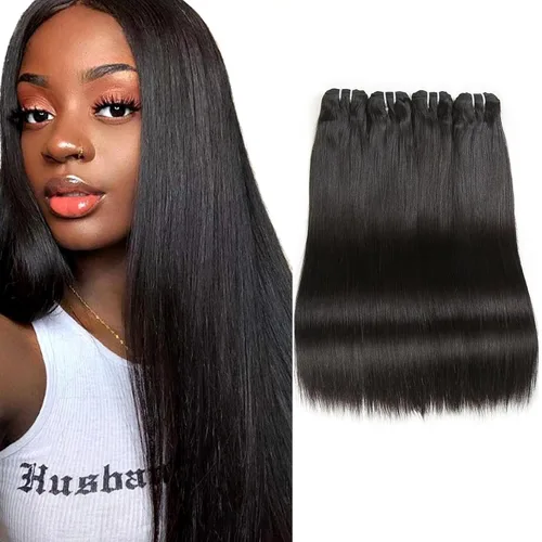 Miniatura 14 de Liang Dian Paquetes de cabello humano corto de 8 pulgadas color natural 4 paquetes 12A cabello virgen brasileño 100% cabello humano liso sin