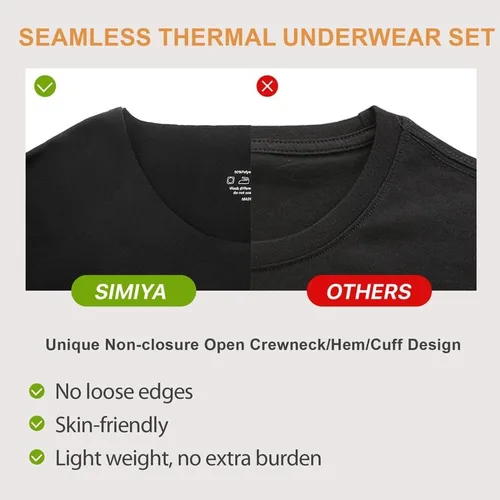 Miniatura 2 de SIMIYA Conjunto de ropa interior térmica para mujer, manga larga, corte libre, forro polar, capa base para clima frío