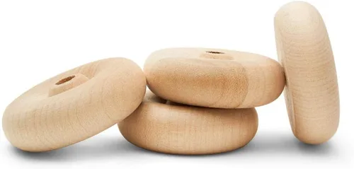 Miniatura 25 de Mini ruedas de madera clásicas, ideales para manualidades, 5/8 pulgadas de diámetro, 1/4 pulgadas de grosor, agujero de 1/8 pulgadas, paquete de 50