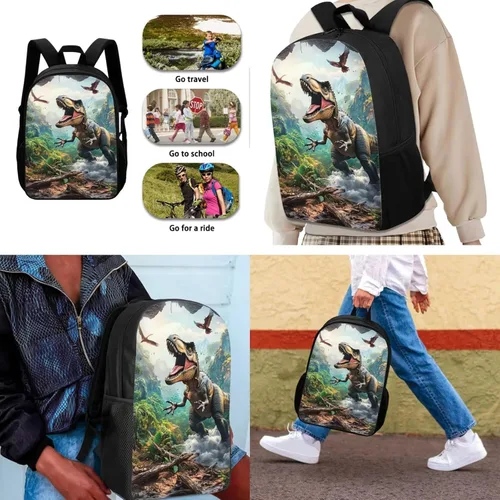 Miniatura 147 de HUGS IDEA Juego de 3 bolsas escolares con aislamiento térmico para el almuerzo, estuche para lápices