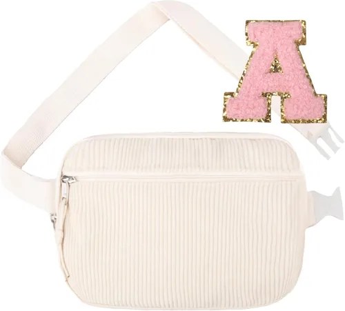 Riñonera cruzada pequeña para mujeres y hombres, bolsa cruzada para deportes, viajes, correr, entrenamiento casual, pana beige-rosa A, A
