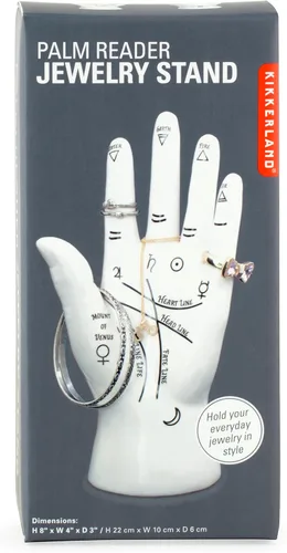 Kikkerland Palm Reader - Soporte para maniquí, organizador de joyas, color blanco, para anillos, pulseras, decoración