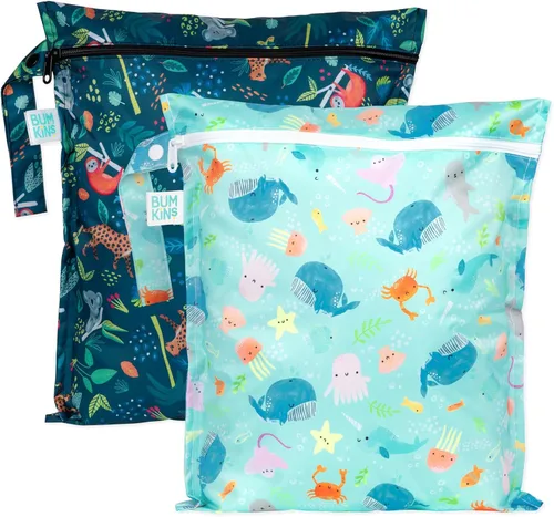 Miniatura 22 de Bumkins - Bolsa húmeda impermeable más grande - Para bebé, viajes, traje de baño, pañales de tela, piezas de bomba, piscina, gimnasio, artículos