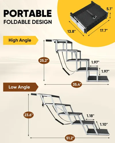 Miniatura 7 de Saker Rampa plegable para perros para automóviles, SUV, camiones, escaleras portátiles para perros con superficie antideslizante y diseño reforzado