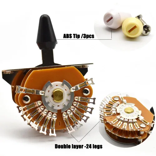 Miniatura 6 de Guitarra de 5 vías 24 teclas Super interruptor de palanca selector de pastilla Super 4-Pole Double Wafer para guitarras Strat/Tele con punta