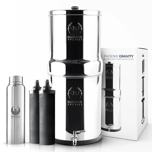 Miniatura 12 de 1.5 G Filtro de agua por gravedad Certificado NSF Filtro de agua para encimera de acero inoxidable AISI 304 2 filtros de carbón Válvula