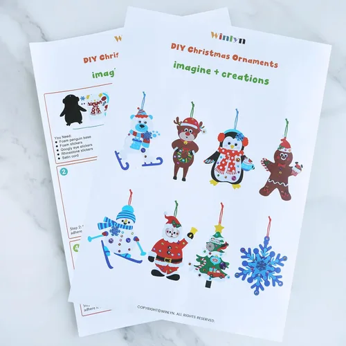 Miniatura 9 de Winlyn 24 juegos de manualidades de Navidad, manualidades de invierno, adornos de Navidad, decoraciones de arte, juegos de espuma, Papá Noel, reno