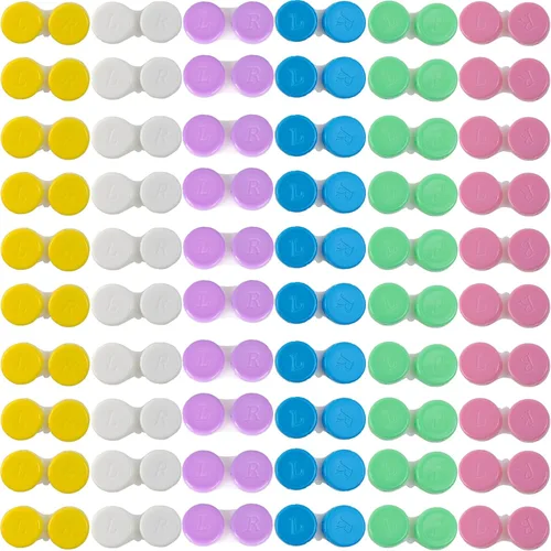 TIHOOD Estuche colorido para lentes de contacto de 60 piezas, contenedor para lentes de ojos, contenedor de almacenamiento en remojo, kit de viaje