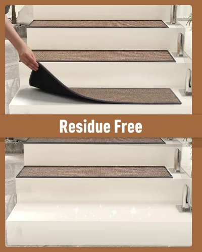 Miniatura 5 de PADOOR Peldaños de escalera antideslizantes, alfombras de escalera con respaldo de goma para escalones de madera, 15 piezas de peldaños de escalera