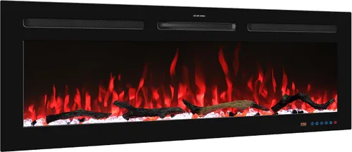 Miniatura 9 de Chimenea eléctrica inteligente WiFi de 33 pulgadas, 13 llamas y lecho de combustible con ciclo automático, calentador de chimenea con control