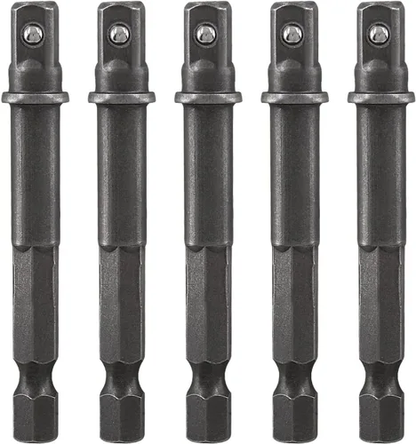 Miniatura 6 de Biaungdo Adaptador de broca cuadrada, 5 piezas de extensión de enchufe de impacto hexagonal de 1/4, adaptador de enchufe de impacto para taladros