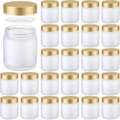 Miniatura 12 de Norme 48 frascos de vidrio de 4 onzas con tapas a prueba de fugas, redondos, herméticos, vacíos, frascos cosméticos con forros internos en la tapa
