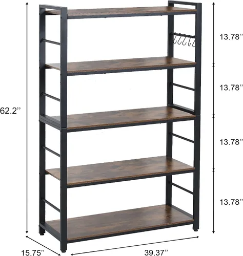 Miniatura 2 de Estante para panaderos de 5 niveles, soporte para horno de microondas con estantes, estante de almacenamiento de utilidad de 5 niveles con 5