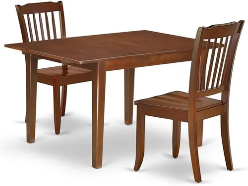 Miniatura 13 de East West Furniture MLDA3-MAH-C - Juego de mesa de comedor moderno de 3 piezas que contiene una mesa rectangular de madera con hoja de mariposa y 2